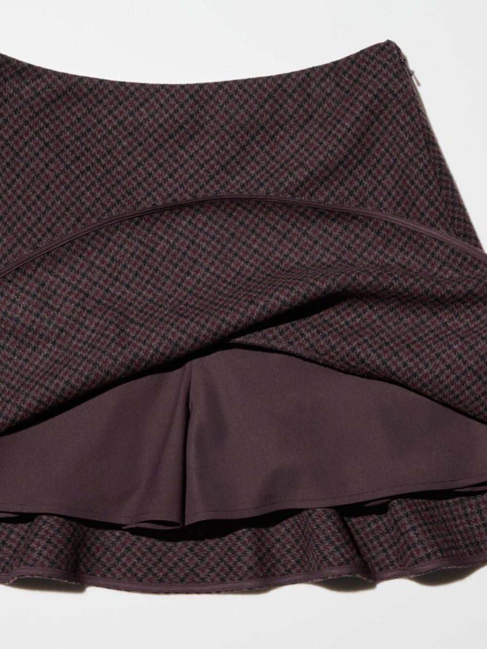 UNIQLO flare skort wool blend in dark brown checked (XS) - Picture 2 of 16